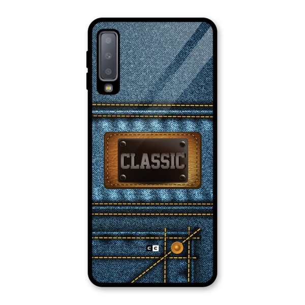 Classic Denim Glass Back Case for Galaxy A7 (2018)