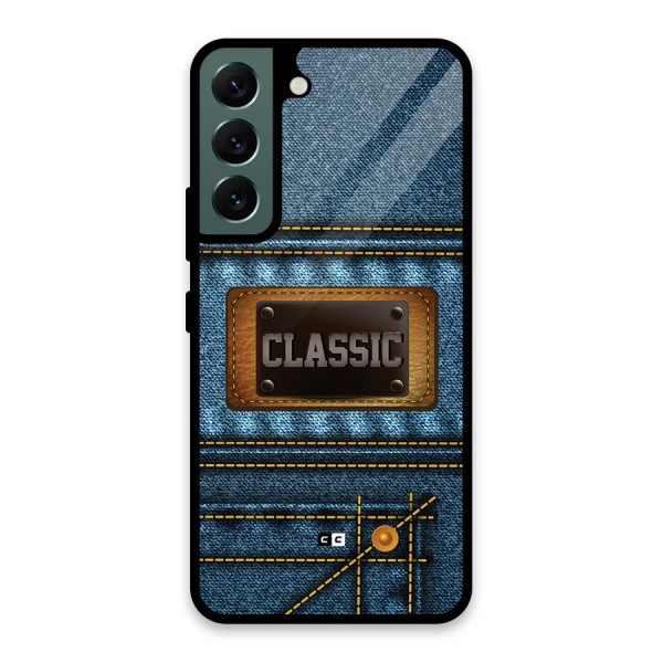 Classic Denim Glass Back Case for Galaxy S22 5G