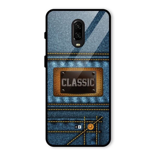 Classic Denim Glass Back Case for OnePlus 6T