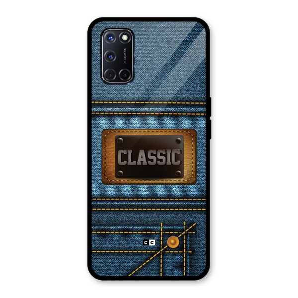 Classic Denim Glass Back Case for Oppo A52