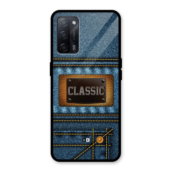 Classic Denim Glass Back Case for Oppo A53s 5G