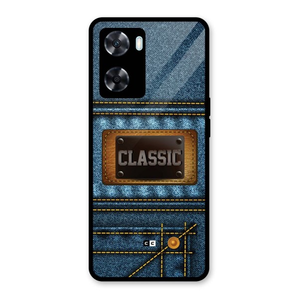 Classic Denim Glass Back Case for Oppo A77s