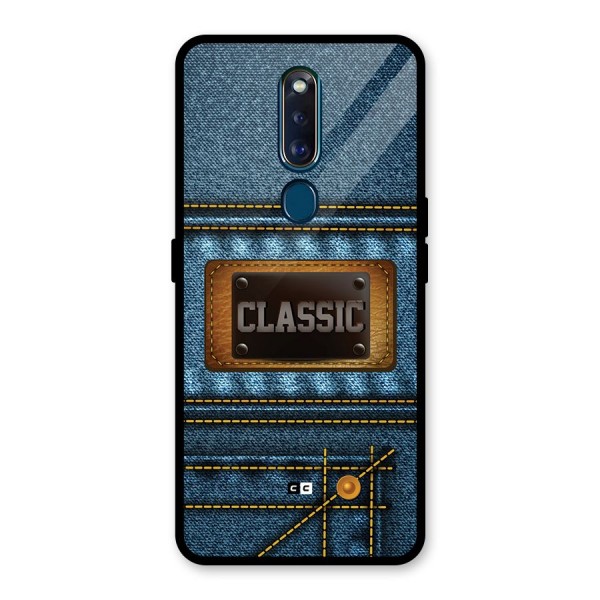 Classic Denim Glass Back Case for Oppo F11 Pro