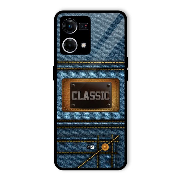 Classic Denim Glass Back Case for Oppo F21s Pro 4G