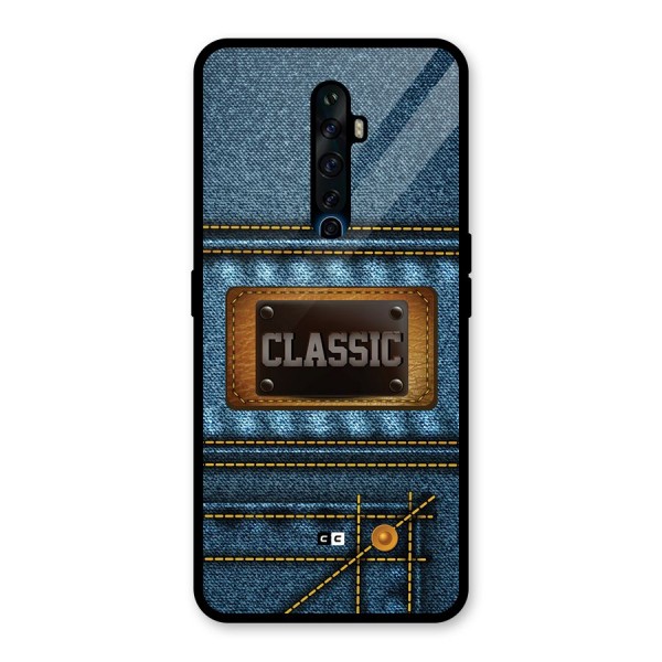 Classic Denim Glass Back Case for Oppo Reno2 F