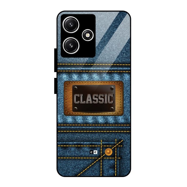 Classic Denim Glass Back Case for Poco M6 Pro