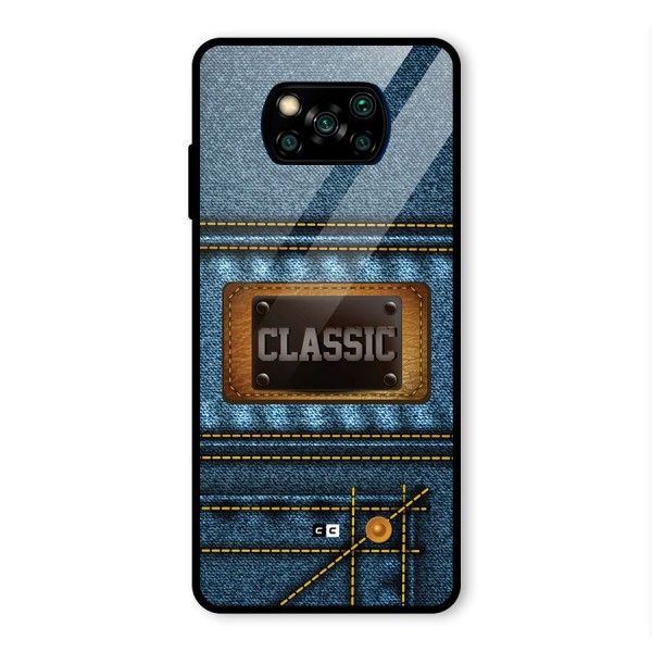 Classic Denim Glass Back Case for Poco X3 Pro