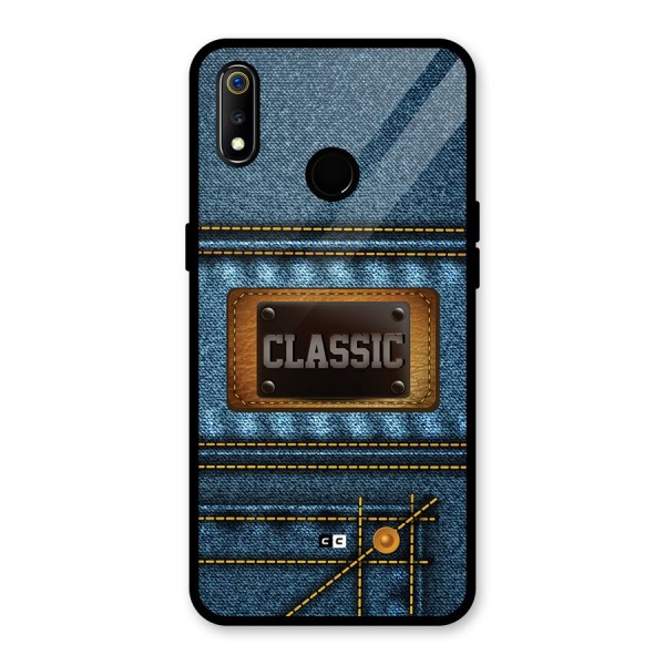 Classic Denim Glass Back Case for Realme 3