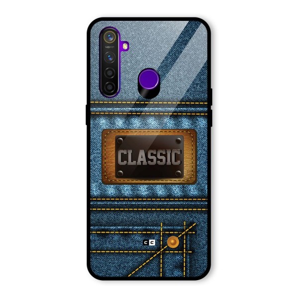 Classic Denim Glass Back Case for Realme 5 Pro