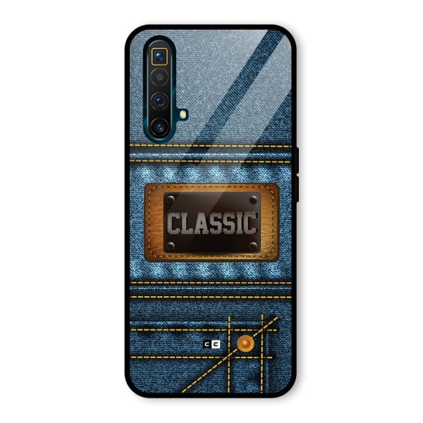 Classic Denim Glass Back Case for Realme X3 SuperZoom