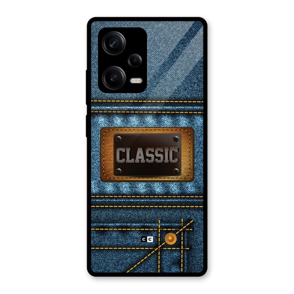 Classic Denim Glass Back Case for Redmi Note 12 Pro