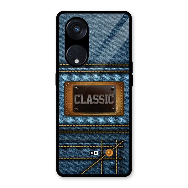 Classic Denim Glass Back Case for Reno8 T 5G