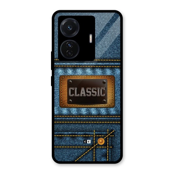 Classic Denim Glass Back Case for Vivo T1 Pro