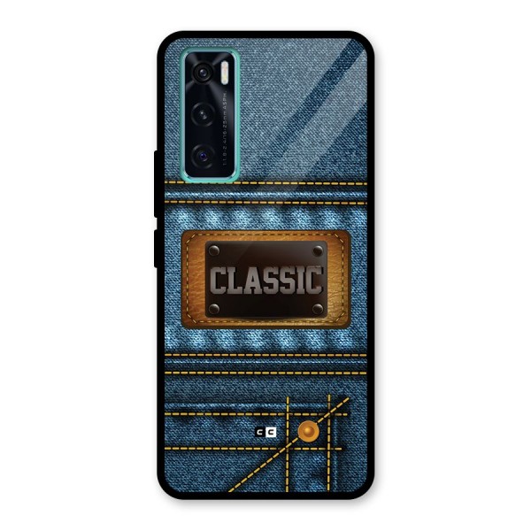 Classic Denim Glass Back Case for Vivo V20 SE