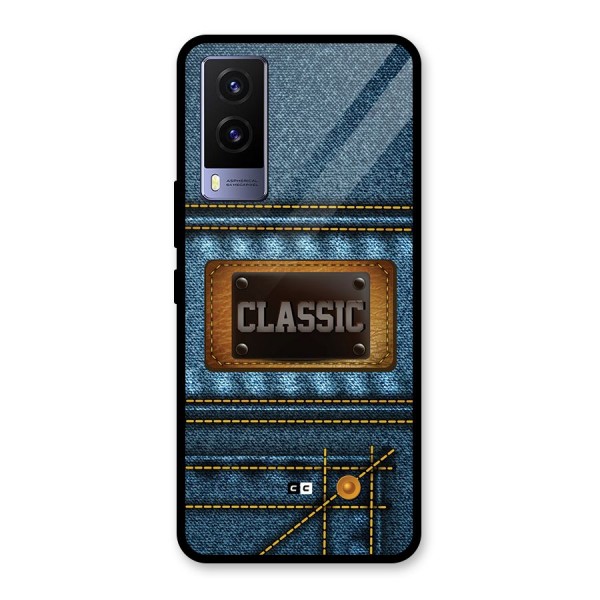 Classic Denim Glass Back Case for Vivo V21e 5G