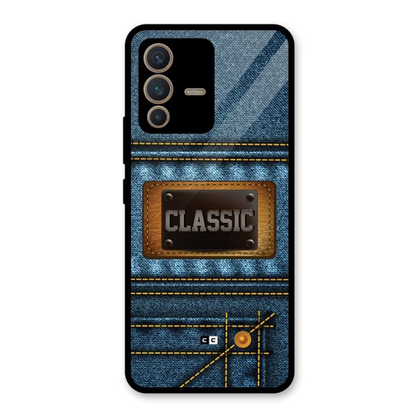 Classic Denim Glass Back Case for Vivo V23 5G