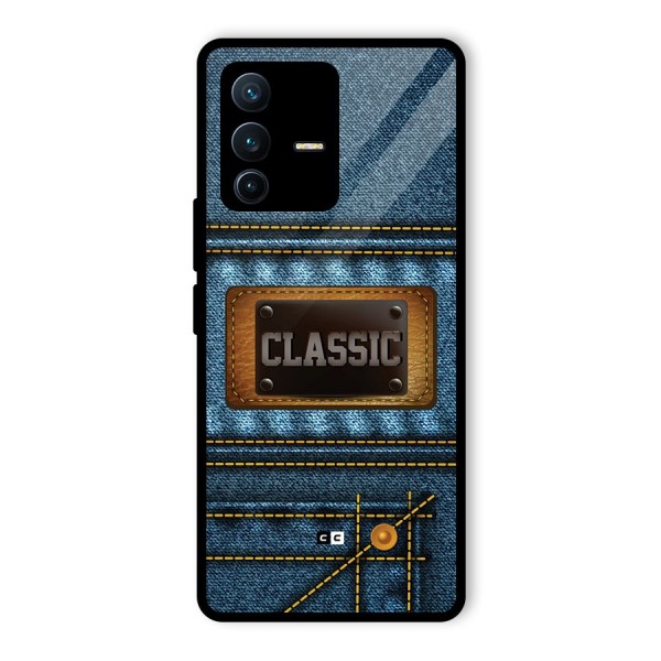 Classic Denim Glass Back Case for Vivo V23 Pro