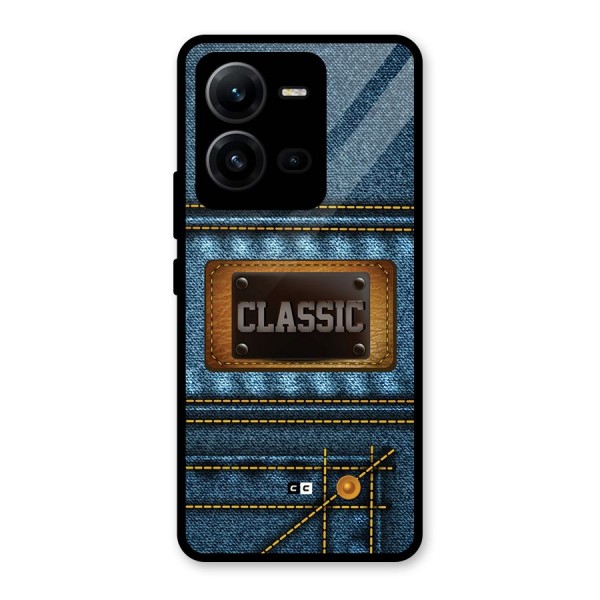 Classic Denim Glass Back Case for Vivo V25