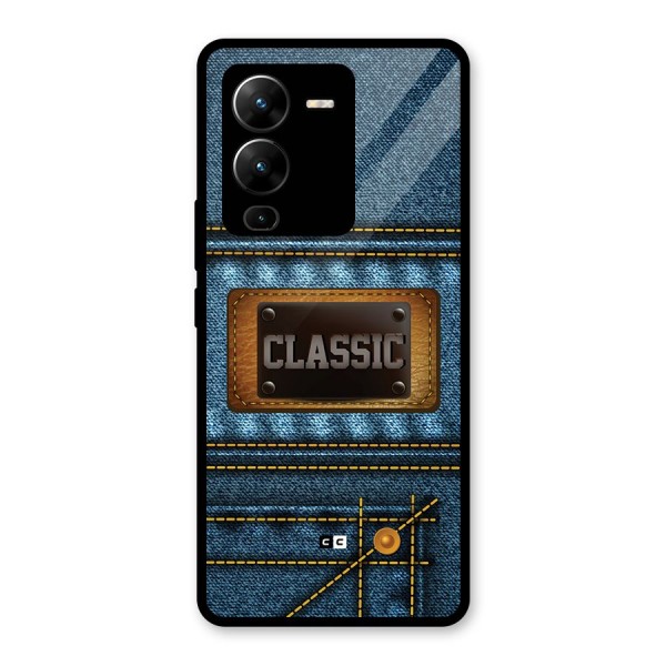 Classic Denim Glass Back Case for Vivo V25 Pro