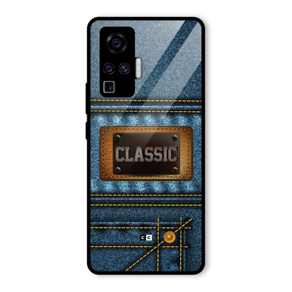 Classic Denim Glass Back Case for Vivo X50 Pro