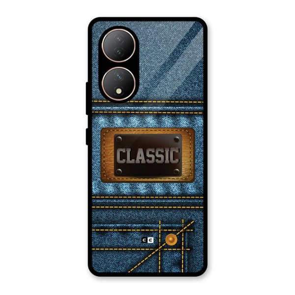 Classic Denim Glass Back Case for Vivo Y100A