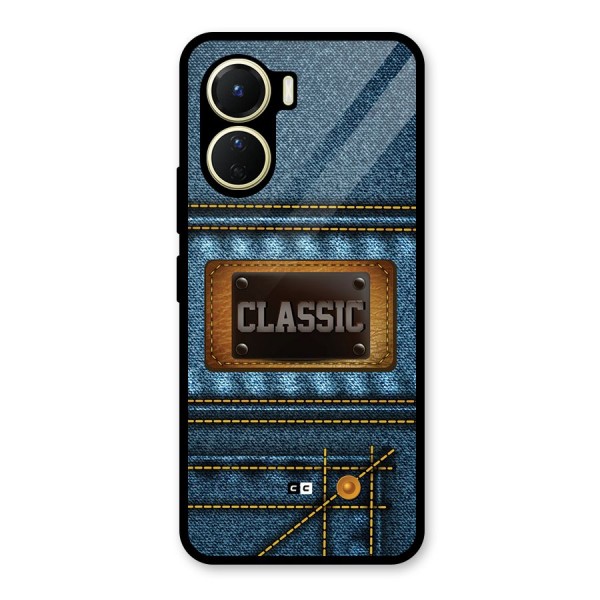 Classic Denim Glass Back Case for Vivo Y16