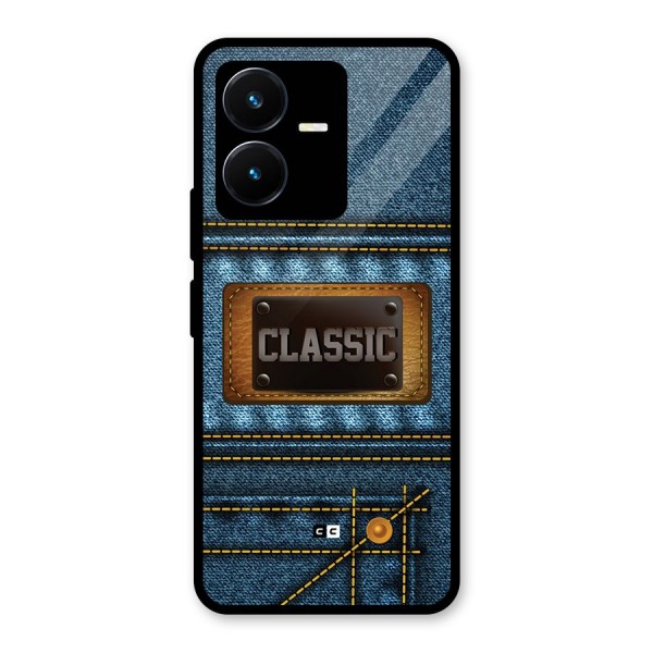 Classic Denim Glass Back Case for Vivo Y22