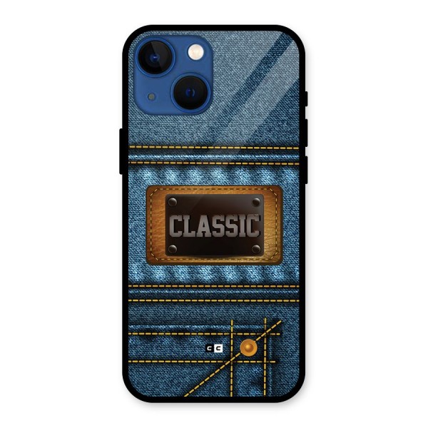 Classic Denim Glass Back Case for iPhone 13 Mini