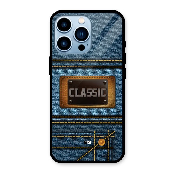 Classic Denim Glass Back Case for iPhone 13 Pro