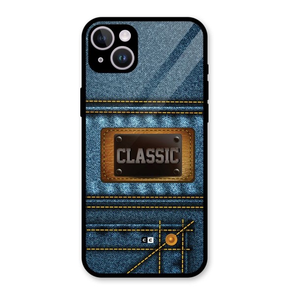 Classic Denim Glass Back Case for iPhone 14 Plus