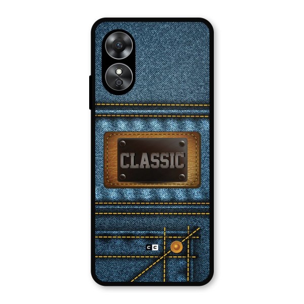 Classic Denim Metal Back Case for Oppo A17