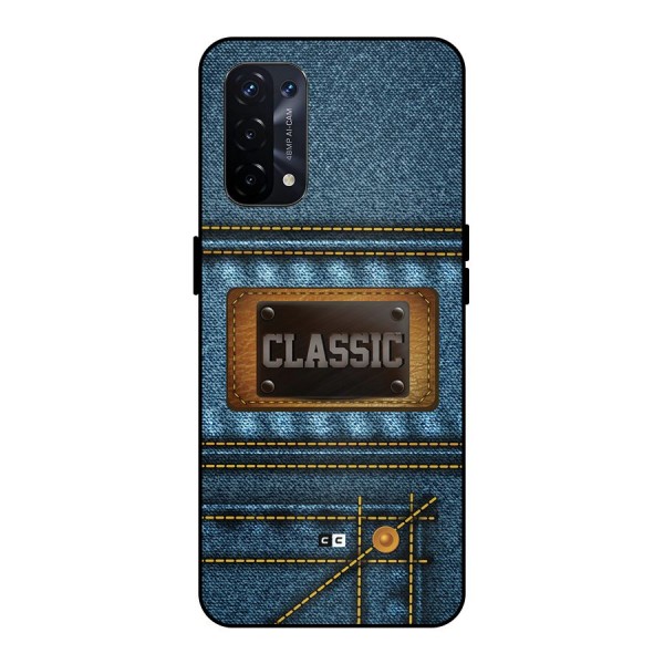 Classic Denim Metal Back Case for Oppo A74 5G