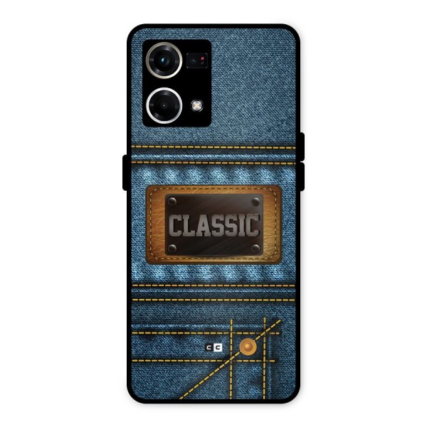 Classic Denim Metal Back Case for Oppo F21 Pro 4G