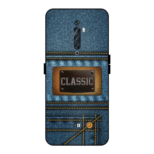 Classic Denim Metal Back Case for Oppo Reno2 F