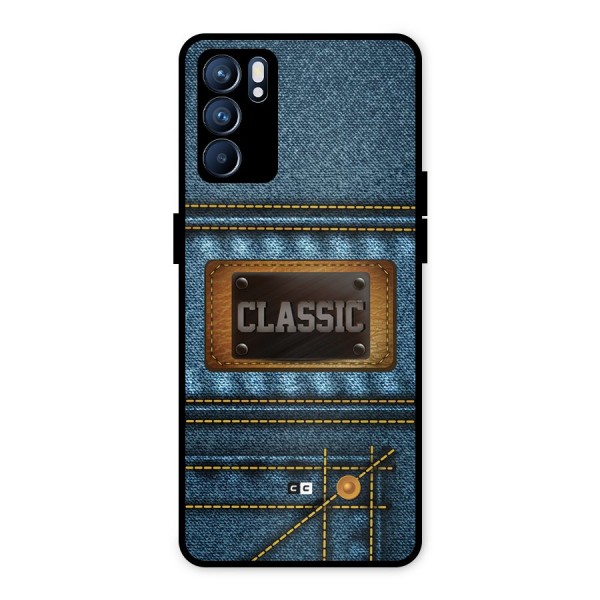 Classic Denim Metal Back Case for Oppo Reno6 5G