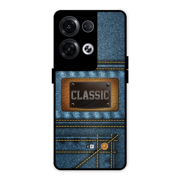 Classic Denim Metal Back Case for Oppo Reno8 Pro 5G