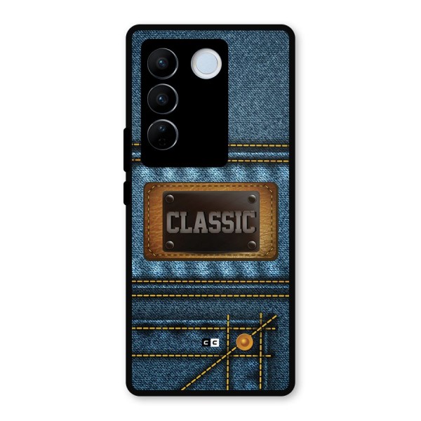 Classic Denim Metal Back Case for Vivo V27 Pro