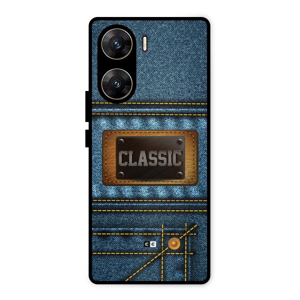 Classic Denim Metal Back Case for Vivo V29e