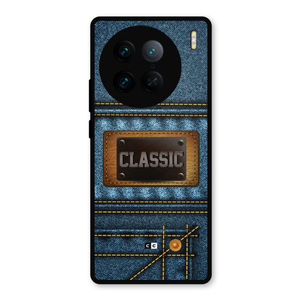 Classic Denim Metal Back Case for Vivo X90 Pro