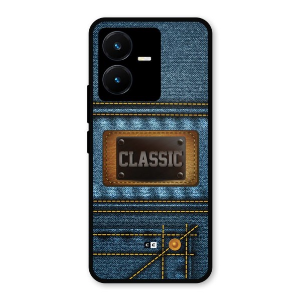 Classic Denim Metal Back Case for Vivo Y22s