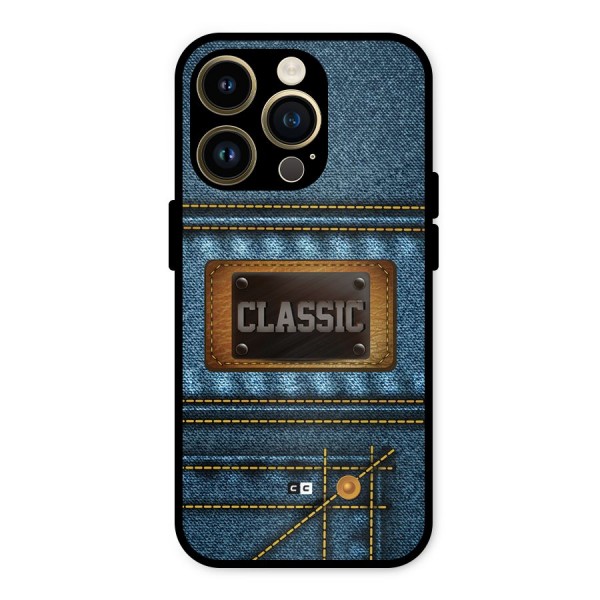 Classic Denim Metal Back Case for iPhone 14 Pro