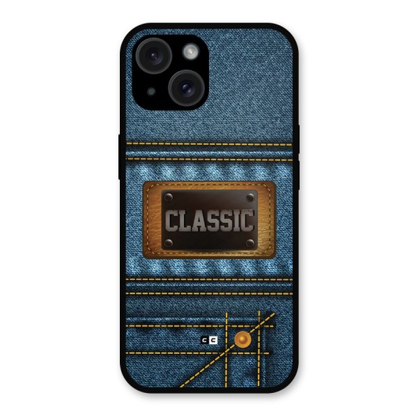 Classic Denim Metal Back Case for iPhone 15