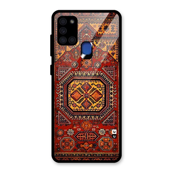 Classic Luxury Carpet Pattern Glass Back Case for Galaxy A21s