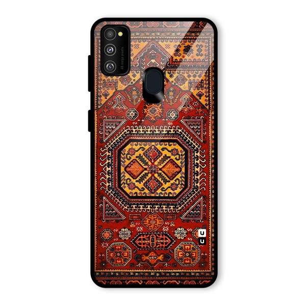 Classic Luxury Carpet Pattern Glass Back Case for Galaxy M21