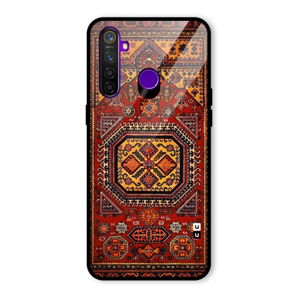 Classic Luxury Carpet Pattern Glass Back Case for Realme 5 Pro