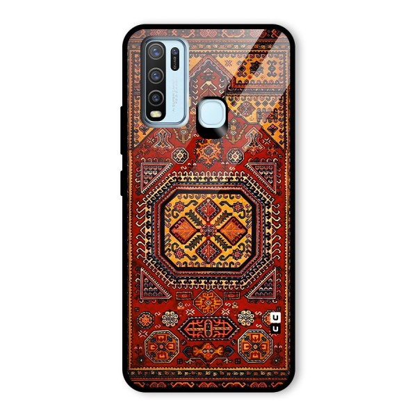 Classic Luxury Carpet Pattern Glass Back Case for Vivo Y50