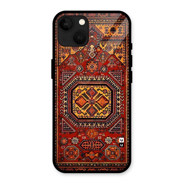 Classic Luxury Carpet Pattern Glass Back Case for iPhone 13