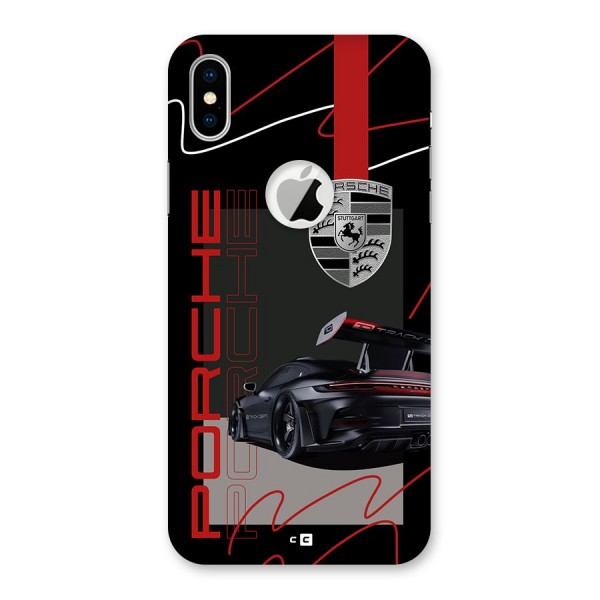 Classy Black Supercar Back Case for iPhone XS Logo Cut