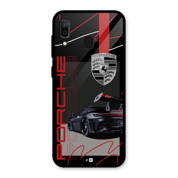 Classy Black Supercar Glass Back Case for Galaxy A30