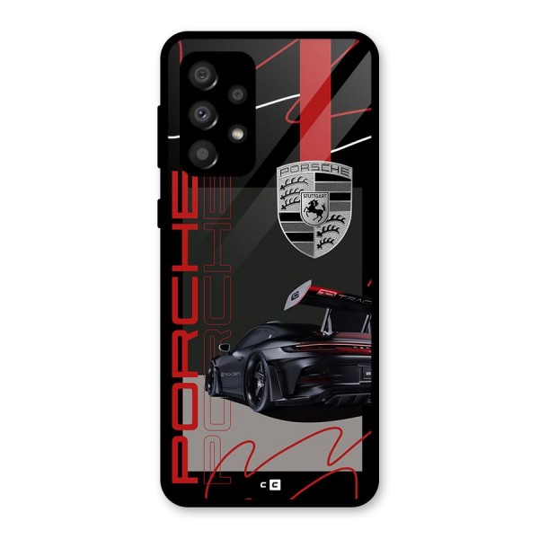 Classy Black Supercar Glass Back Case for Galaxy A32